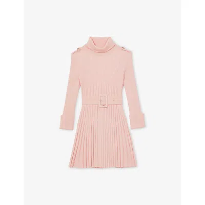 Reiss Kids' Pink Vinnie Roll-neck Knitted Dress 9-13