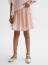 Reiss Pink Violet Pleated Satin Trim Skirt