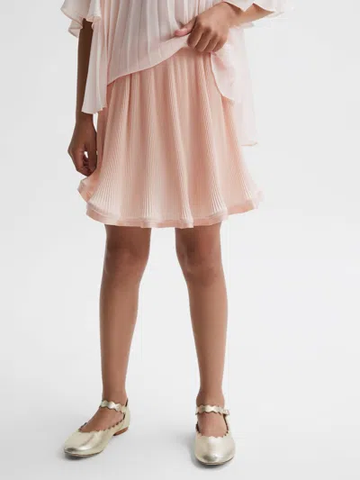 Reiss Pink Violet Pleated Satin Trim Skirt