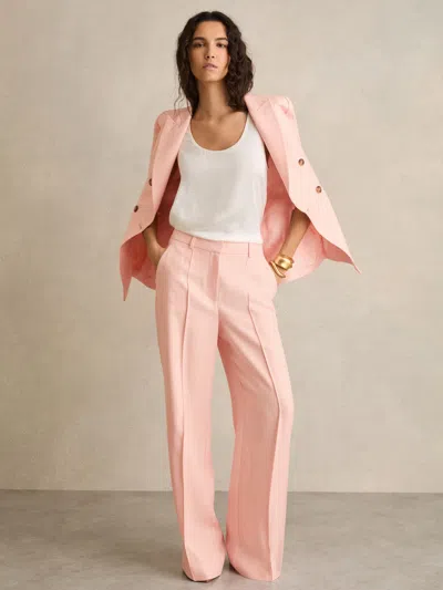 Reiss Pink Wide-leg Suit Trousers