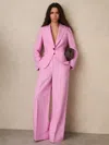 Reiss Pink Wide-leg Trousers With Linen