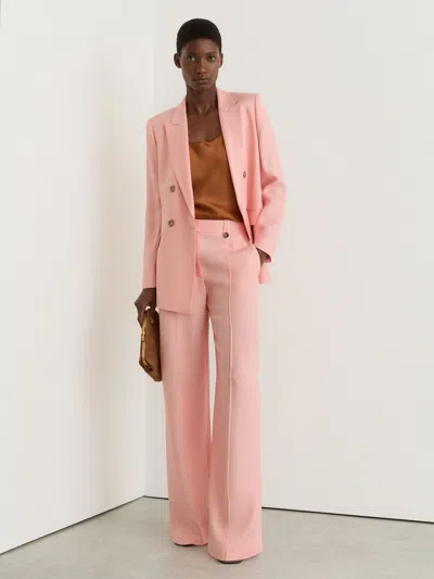 Reiss Womens Double Breasted Peak Lapel Suit Jacket Womens Wide Leg Suit Trousers In Pink