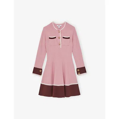 Reiss Kids' Pink Willa Scallop-detail Knitted Dress 4-9