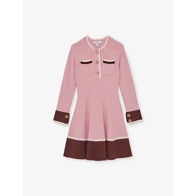 Reiss Kids' Pink Willa Scallop-detail Knitted Dress 9-13