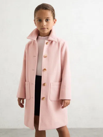 Reiss Pink Wool-blend Single-breasted Coat