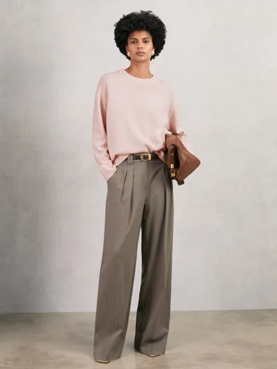 Reiss Pink Wool-cashmere Crew-neck Jumper