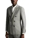 Reiss Pinstripe Modern Fit Double Breasted Suit Jacket In Soft Grey