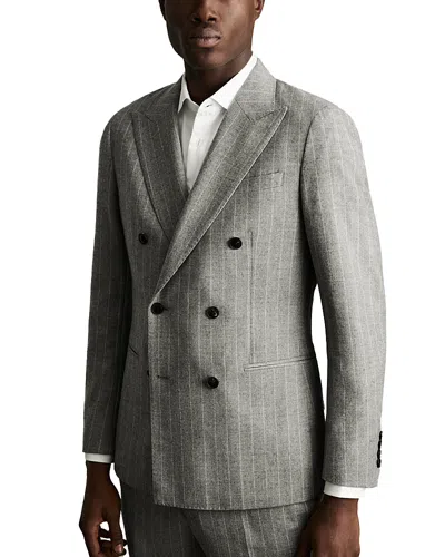 Reiss Pinstripe Modern Fit Double Breasted Suit Jacket In Soft Grey