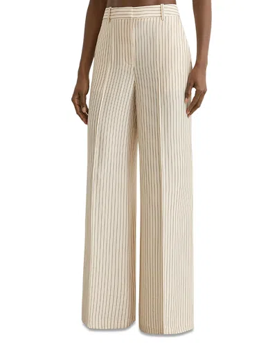 Reiss Pinstripe Wide Leg Pants In Neutral
