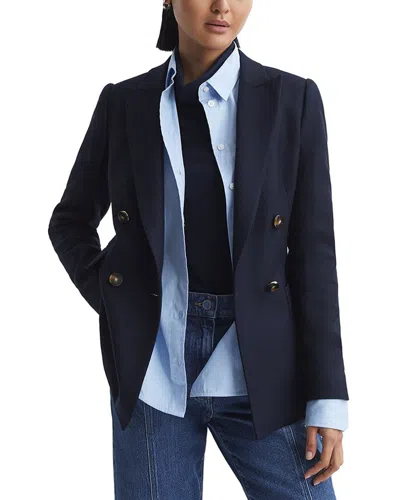 Reiss Piper Turtle Neck Fitted Top In Blue