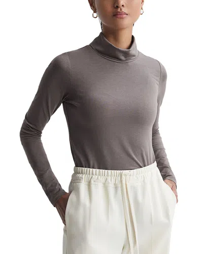 Reiss Piper Turtle Neck Fitted Top In Gray