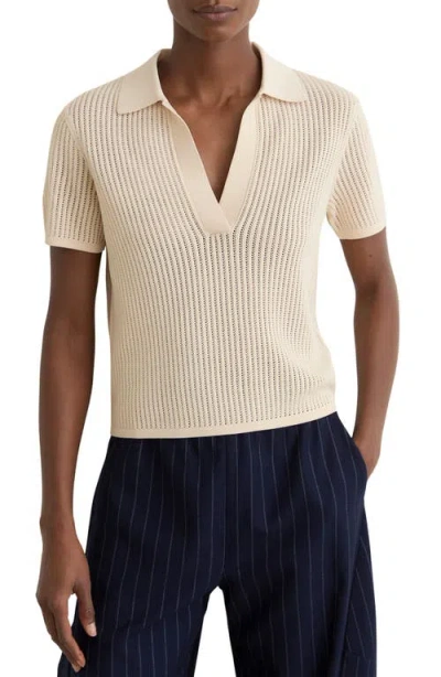 Reiss Pippa Knit Polo In Neutral