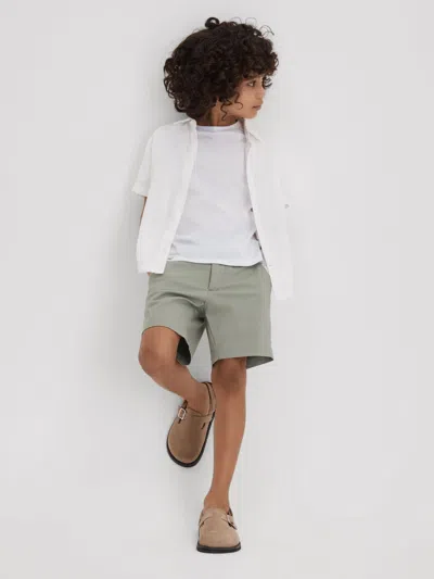 Reiss Kids' Pistachio 9-13 Yrs Casual Chino Shorts In Gray