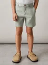 Reiss Pistachio Cotton Chino Shorts With Stretch In Green