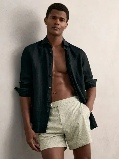 Reiss Pistachio Green Caprio Geometric Print Swim Shorts In Neutral