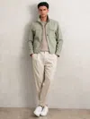 Reiss Pistachio Green Suede Press Stud Trucker Jacket In Green