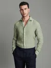 Reiss Pistachio Ruban Linen Button-through Shirt