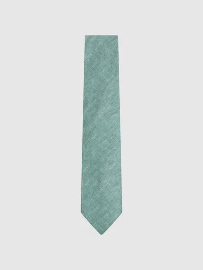 Reiss Pistachio Melange Linen Tie