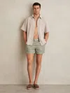 Reiss Pistachio/off White Azure Piped Drawstring Swim Shorts In Neutral