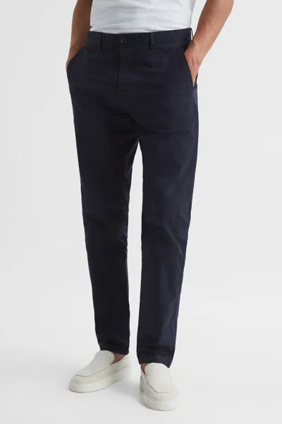 Reiss Pitch - Navy Slim Fit Washed Chinos, Uk 30 R