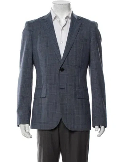 Pre-owned Reiss Plaid Print Blazer In Blue