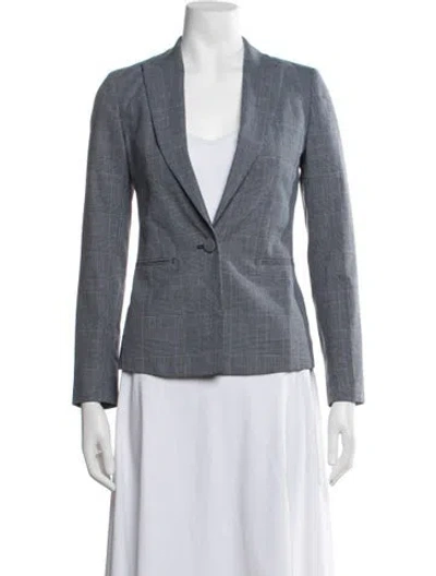 Pre-owned Reiss Plaid Print Blazer In Blue/white