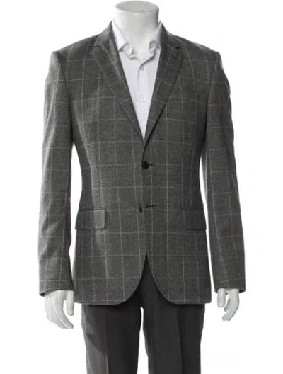 Pre-owned Reiss Plaid Print Blazer In Gray