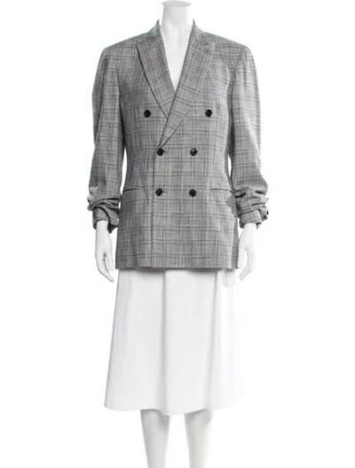 Pre-owned Reiss Plaid Print Blazer In Gray