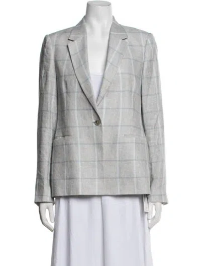 Pre-owned Reiss Plaid Print Blazer In Grey