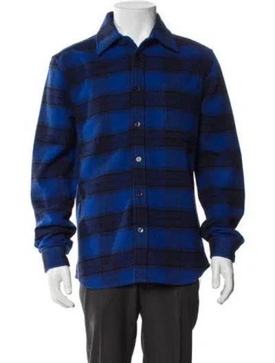 Pre-owned Reiss Plaid Print Jacket In Blue