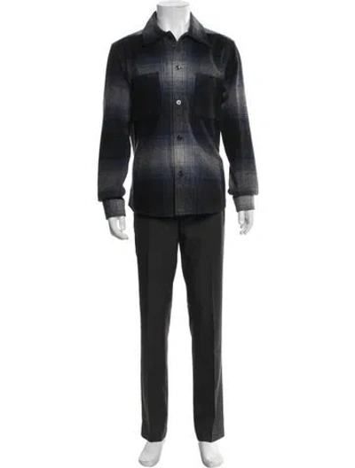 Pre-owned Reiss Plaid Print Jacket In Blue