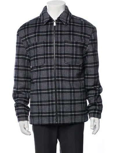 Pre-owned Reiss Plaid Print Jacket W/ Tags In Blue