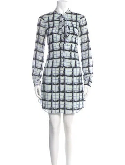Pre-owned Reiss Plaid Print Knee-length Dress In Blue