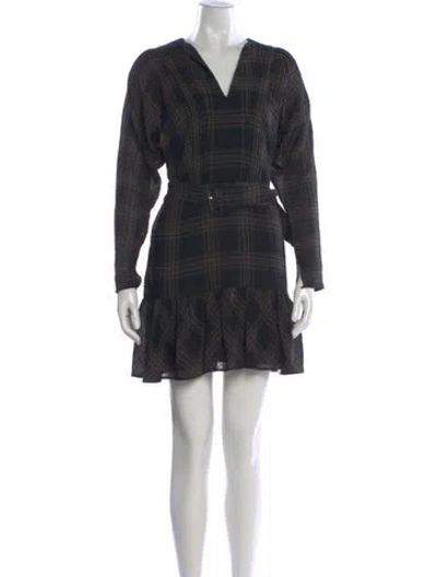 Pre-owned Reiss Plaid Print Mini Dress In Black