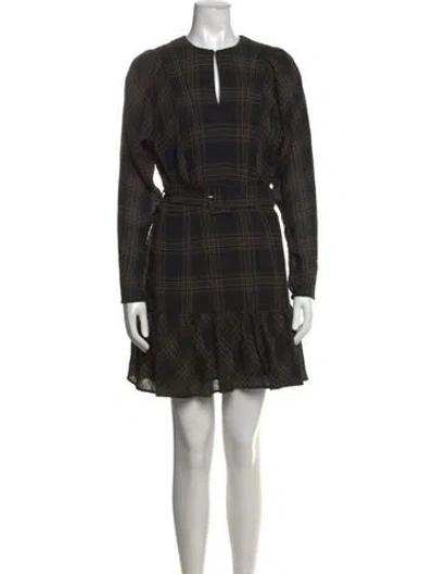 Pre-owned Reiss Plaid Print Mini Dress In Black