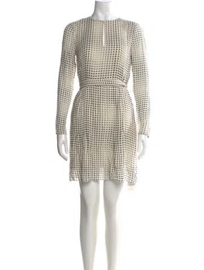 Pre-owned Reiss Plaid Print Mini Dress In Neutral