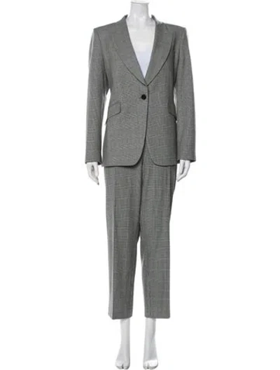 Pre-owned Reiss Plaid Print Pantsuit In Gray
