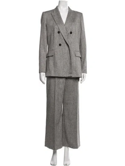 Pre-owned Reiss Plaid Print Pantsuit In Gray