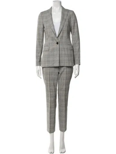 Pre-owned Reiss Plaid Print Pantsuit In Gray