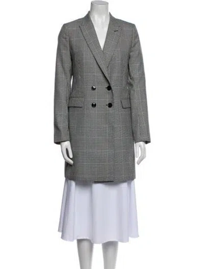 Pre-owned Reiss Plaid Print Peacoat In Gray