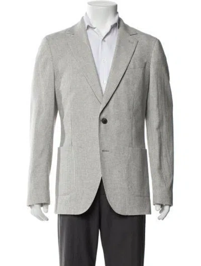 Pre-owned Reiss Plaid Print Peacoat In Gray