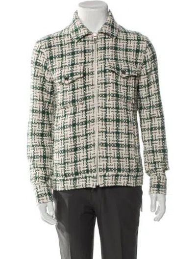 Pre-owned Reiss Plaid Print Peacoat In Green