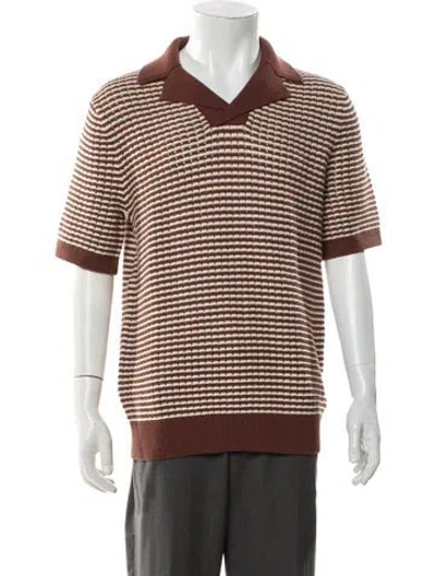 Pre-owned Reiss Plaid Print Short Sleeve Shirt In Brown
