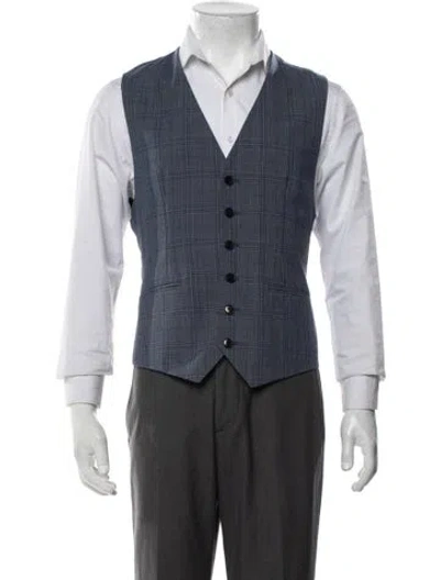 Pre-owned Reiss Plaid Print Suit Vest In Blue