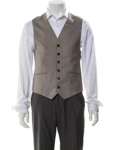 Pre-owned Reiss Plaid Print Suit Vest In Gray