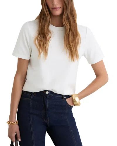 Reiss Plain Ribbed Neck T Shirt In White