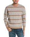 Reiss Camel Plato Wool Fairisle Crew Neck Jumper In Brown