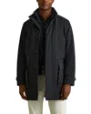 Reiss Player Hybrid Overcoat In Navy