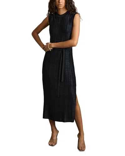 Reiss Pleated Column Dress In Navy