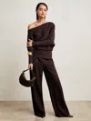 Reiss Plum Asymmetric Draped Knitted Jumper In Purple